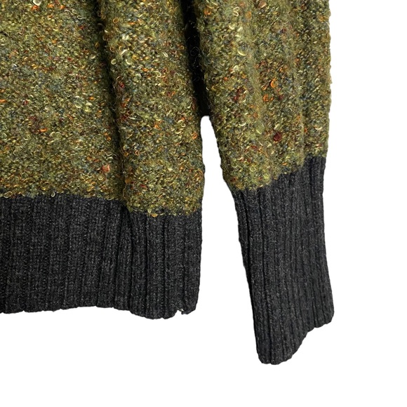 Cynthia Rowley Women's Green Speckled Wool Knit Turtleneck Sweater - Picture 4 of 7
